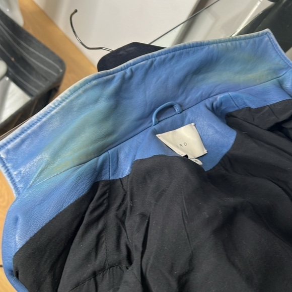 IRO ASHVILLE SZ 36 / US 4 LAMB LEATHER JACKET BLUE DENIM - Picture 16 of 16